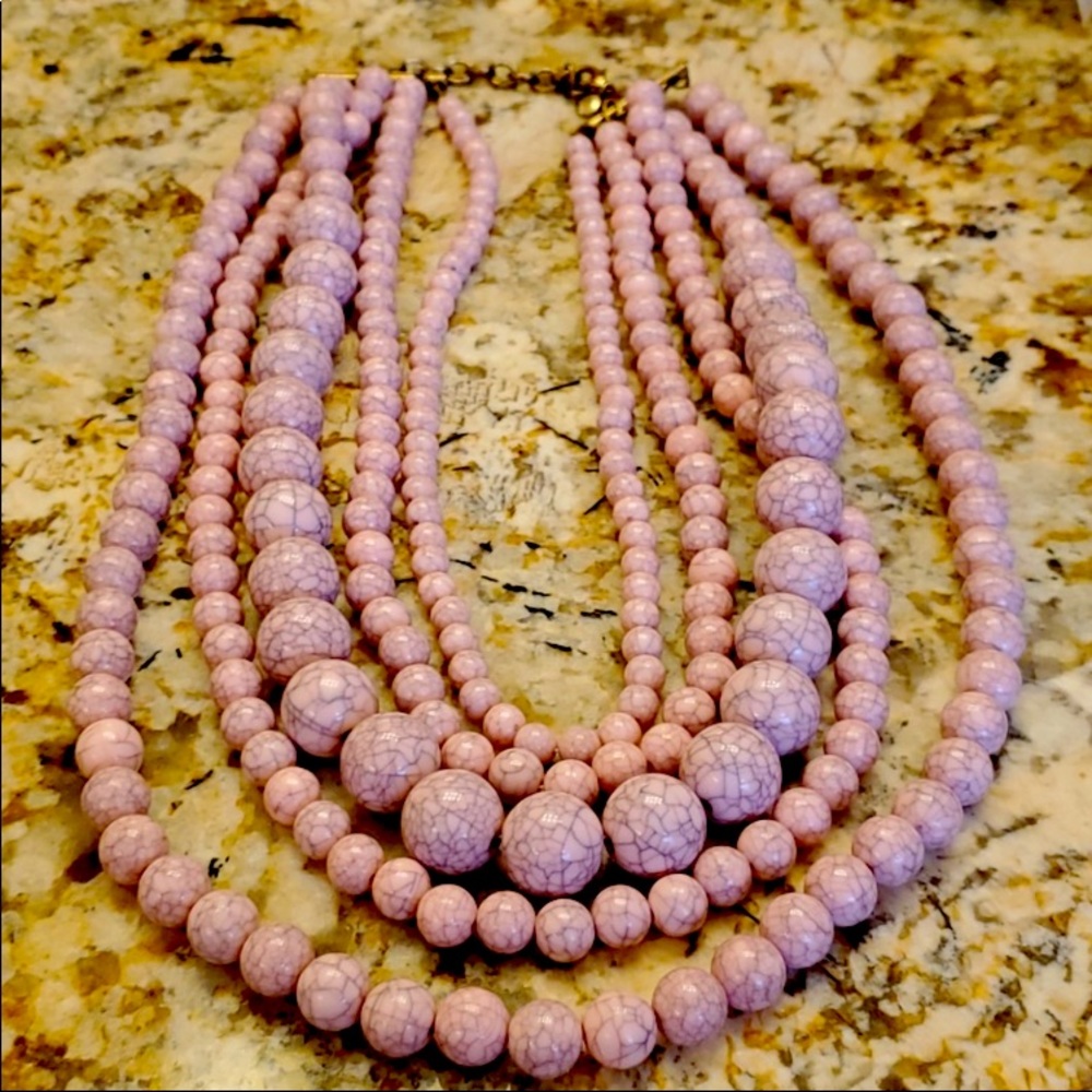 Lane Bryant Pink and Gray Bead Necklace